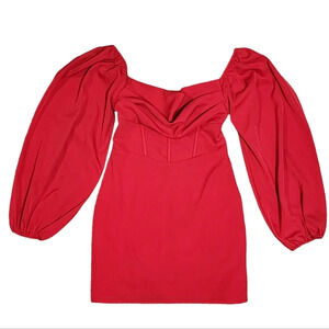 Princess Polly Red Lillie Balloon Sleeve Mini Dress